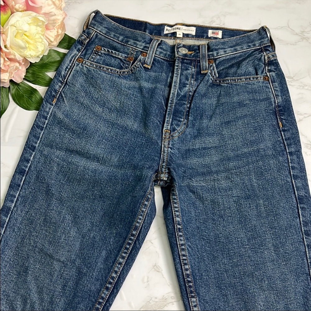 RE/DONE High Rise Ankle Crop Straight Leg Jeans